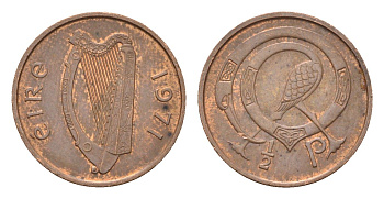 Ирландия 1/2 пенни 1971 мифологическая птица лира KM 19 бронза 4696-368