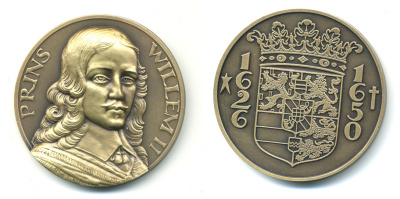 НИДЕРЛАНДЫ МЕДАЛЬ ND (1626-1650) ПРИНЦ ВИЛЬЯМ II бронза UNC 1079-3-31