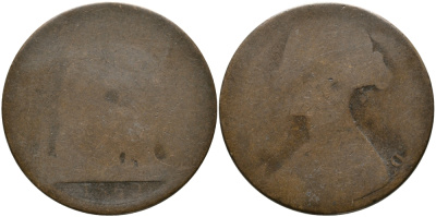 Великобритания 1 пенни 1862 Виктория (1837-1901) KM 749.2, Spink 3954 бронза 32-215
