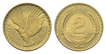 Чили 2 сентесимо 1969 KM 193 алюминиевая бронза UNC 4689-124