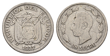 Эквадор 1 сукре 1937 год-тип KM 78.1 никель 4698-555