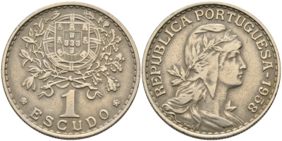 Португалия 1 эскудо 1958 KM 578 медно-никель 4571-1237