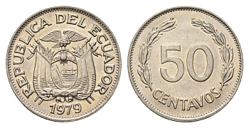 Эквадор 50 сентаво 1979 KM 81 сталь плакированная никелем UNC 4698-546