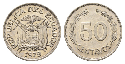 Эквадор 50 сентаво 1979 KM 81 сталь плакированная никелем UNC 4698-546