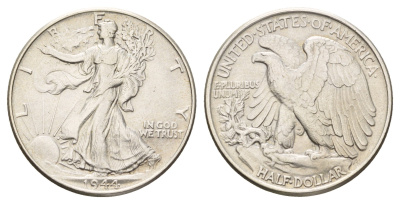 США 1/2 доллара (50 центов) 1944 KM 142 серебро 3896-1535