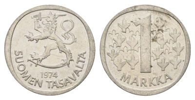 Финляндия 1 марка 1974 KM 49a медно-никель 4637-244