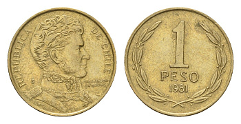 Чили 1 песо 1981 KM 216 алюминиевая бронза 4689-147