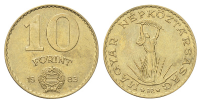 Венгрия 10 форинтов 1983 статуя Свободы KM 636 алюминиевая бронза 4706-1027
