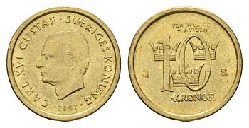 Швеция 10 крон 2007 Карл XVI Густав (1973-) KM 895 нордик UNC 4656-221