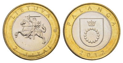 Литва 2 лита 2012 Курорты Литвы - Паланга KM 186.1 биметалл UNC 4695-456