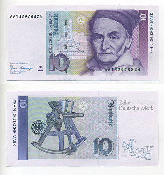 ФРГ 10 МАРОК 1989 ПОДПИСЬ POHL-SCHLESINGER Pick 38a бумага UNC (пресс) 7214-9-2