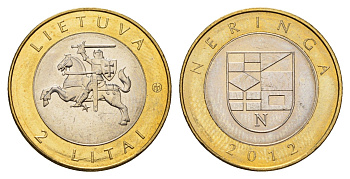 Литва 2 лита 2012 Курорты Литвы - Неринга KM 185.1 биметалл UNC 4695-443