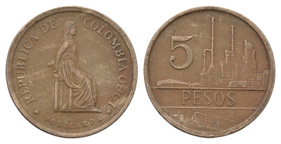 Колумбия 5 песо 1980 KM 268 бронза 4698-145
