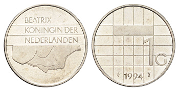 Нидерланды 1 гульден 1994 Беатрикс (1980-2013) KM 205 никель 4706-1257
