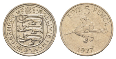 Гернси 5 пенсов 1977 KM 29 медно-никель UNC 4514-856