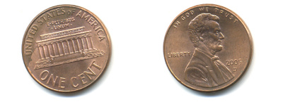 США 1 ЦЕНТ 2005 D ЛИНКОЛЬН KM 201b цинк плакированный медью UNC 179-558