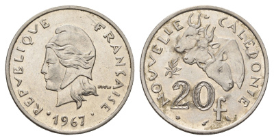 Новая Каледония 20 франков 1967 KM 6 никель UNC 4678-557