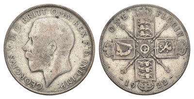 Великобритания 1 флорин = 2 шиллинга 1922 Георг V (1910-1936) KM 817a, Spink 4022 серебро 60-1053
