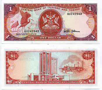 Тринидад и Тобаго 1 доллар 1985 подпись 7 Pick 36d бумага UNC (пресс) 2197-14-1-2