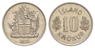Исландия 10 крон 1975 KM 15 медно-никель 4635-137