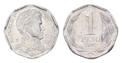 Чили 1 песо 1992 KM 231 алюминий UNC 4689-152
