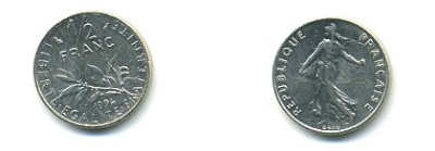 ФРАНЦИЯ 1/2 ФРАНКА 1994 KM 931.1 никель 54-1711