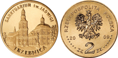 Польша 2 злотых 2009 MW, серия города Польши, Тшебница (Trzebnica) KM 711 нордик UNC 4676-613