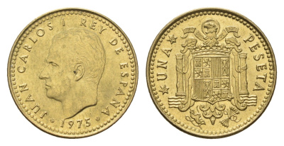 Испания 1 песета 1975 (78) Хуан Карлос I (1975-2014) KM 806 алюминиевая бронза UNC 4684-1052