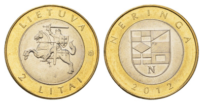 Литва 2 лита 2012 Курорты Литвы - Неринга KM 185.1 биметалл UNC 4695-446