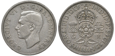 Великобритания 2 шиллинга (флорин) 1948 Георг VI (1936-1952) KM 865, Spink 4102 медно-никель 4131-522