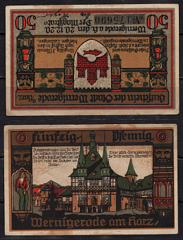 Германия 50 пфеннигов 1920 нотгельд, город Вернигероде бумага 7198-14-4-2