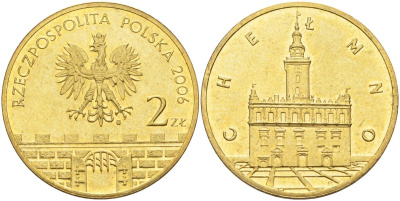 Польша 2 злотых 2006 MW, серия польские города, Хелмно (Chelmno) KM 545 нордик UNC 4676-351