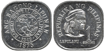 Филиппины 1 сентимо 1975 вождь острова Мактан Лапу-Лапу KM 205 алюминий UNC 192-336