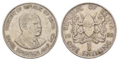 Кения 1 шиллинг 1980 Дэниэл арап Мои KM 20 медно-никель 4675-151