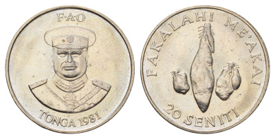 Тонга 20 сенити 1981 KM 70 медно-никель UNC 176-512