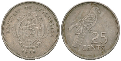 Сейшельские Острова (Сейшелы) 25 центов 1989 KM 49 медно-никель 192-527