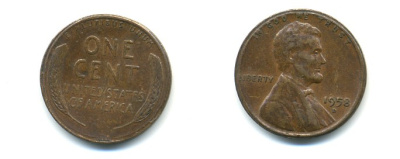США 1 ЦЕНТ 1958 D ЛИНКОЛЬН KM A132 медь цинк 76-543