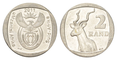 ЮАР 2 ранда 2011 KM 505 медь плакированная никелем UNC 4628-312