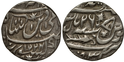 Индия, Ауд (Авадх) 1 рупия 1224 год 26, Саадат Али Хан (1212-1229) (1798-1814) KM 103.2 серебро 1531-342