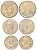 Заир лот из 3 монет 1976-1978 (5, 10 и 20 макута) KM 7, 8, 12 медно-никель UNC 650-1821