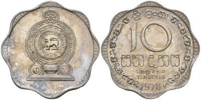 Шри-Ланка 10 центов 1978 KM 140a алюминий 4135-1212