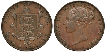 Джерси 1/26 шиллинга 1858 Виктория (1837-1901) KM 2 медь 650-443
