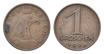 Австрия 1 грош 1928 KM 2836 бронза 4705-512