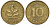ФРГ 10 пфеннигов 1985 G KM 108, J. 383 сталь плакированная латунью 62-1225
