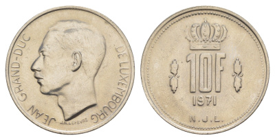 Люксембург 10 франков 1971 Герцог Жан (1964-1999) KM 57 никель 4641-1053