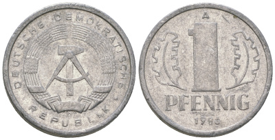 ГДР 1 пфенниг 1986 А KM 8.2 алюминий 4651-141