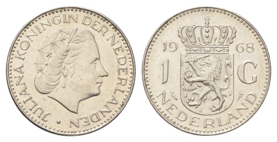 Нидерланды 1 гульден 1968 Юлиана (1948-1980) KM 184a никель 4706-1231