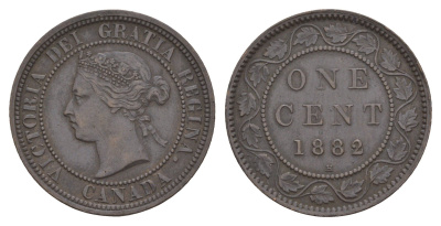 Канада 1 цент 1882 H, Виктория (1837-1901) KM 7 бронза 1518-1324