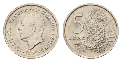 Самоа 5 сене 1974 KM 14 медно-никель UNC 96-1266