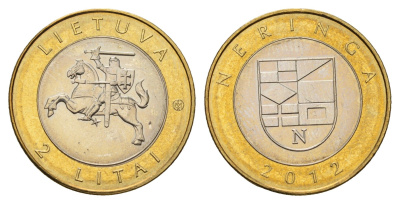 Литва 2 лита 2012 Курорты Литвы - Неринга KM 185.1 биметалл UNC 4695-447